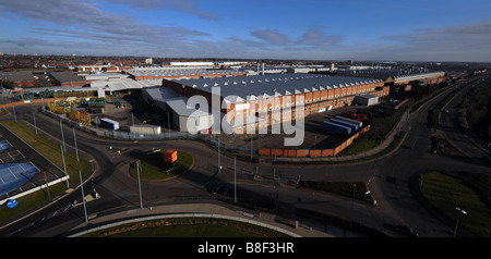 Esterno e vista complessiva di Castle Bromwich impianti e opere della Jaguar auto aziendale nel West Midlands Foto Stock