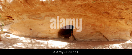 Pitture rupestri nel Tassili Maghidet (Maghridet o Libyc Tassili) Foto Stock