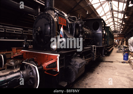 Deposito locomotive in Fond-de-Gras Foto Stock