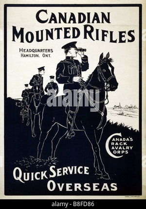 Foto di un originale esercito canadese guerra mondiale un poster di reclutamento per i Mounties pubblicati tra il 1914 e il 1918 Foto Stock