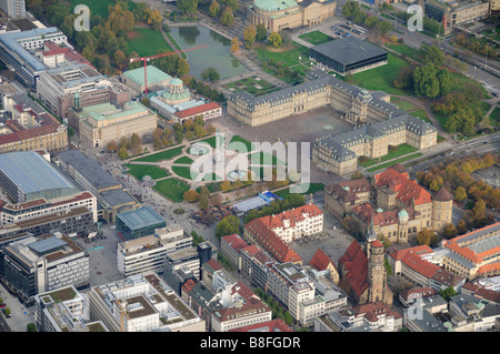 Foto aerea da Schlossplatz Stuttgart, Baden-Wuerttemberg, Germania Foto Stock