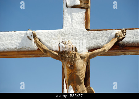 Crocifisso sulla vetta del Piccolo Cervino , Foto Stock