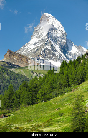 Vista sulla vetta del Cervino , Zermatt , Alpi svizzere Foto Stock
