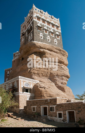 Dar al hajar palace wadi dhahr yemen Foto Stock