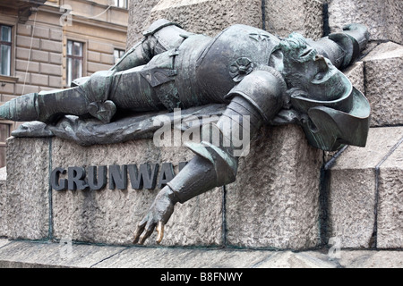 Base di Grunwald monumento che mostra i caduti Ulrich von Jungingen. Cracovia in Polonia Foto Stock