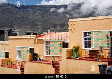 Colorate case dipinte lungo wale street bo-kaap Città del Capo SUD AFRICA Foto Stock