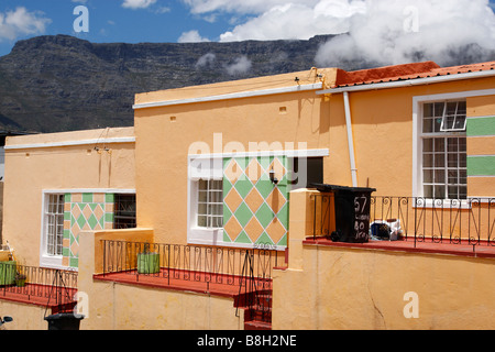 Colorate case dipinte lungo wale street bo-kaap Città del Capo SUD AFRICA Foto Stock