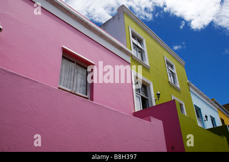 Colorate case dipinte lungo wale street bo-kaap Città del Capo SUD AFRICA Foto Stock