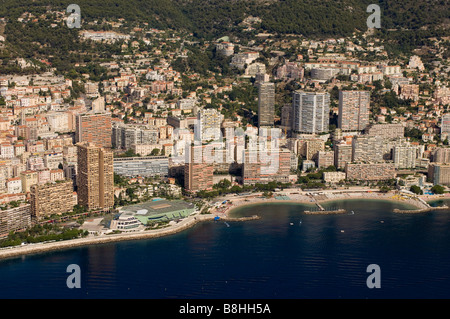 Spiaggia di Larvotto Montecarlo vista dall'elicottero Cote d Azur Monaco Foto Stock