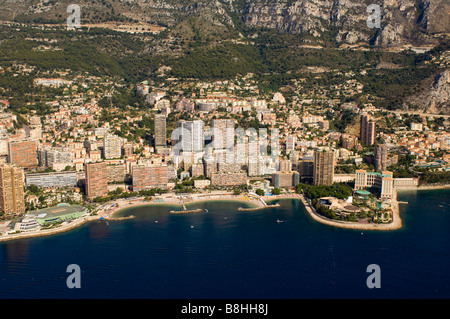 Spiaggia di Larvotto Montecarlo vista dall'elicottero Cote d Azur Monaco Foto Stock