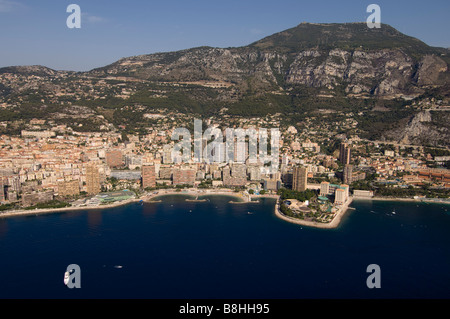 Spiaggia di Larvotto Montecarlo vista dall'elicottero Cote d Azur Monaco Foto Stock