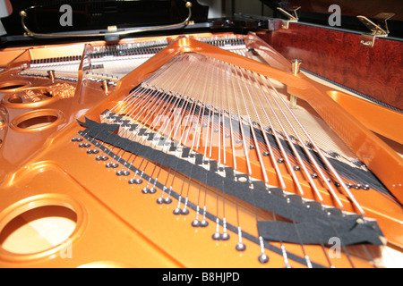 Immagine della parte interna di un pianoforte Foto Stock