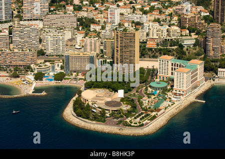 Montecarlo Bay Hotel e Sporting Club Casino vista dall'elicottero Cote d Azur Monaco Foto Stock