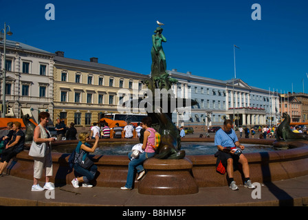 Havis Amanda fontana nel centro di Helsinki Finlandia Europa Foto Stock