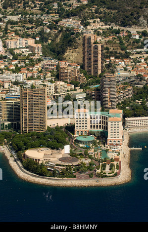 Montecarlo Bay Hotel e Sporting Club Casino vista dall'elicottero Cote d Azur Monaco Foto Stock