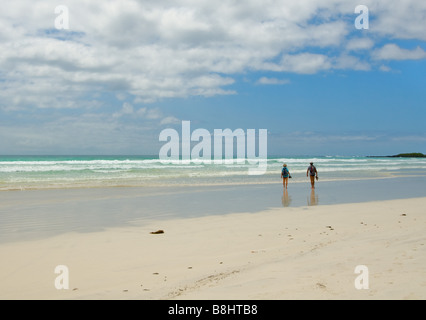 Due persone che camminano in spiaggia Foto Stock