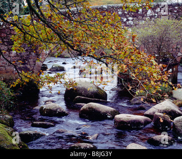 Il est fiume Dart a Dartmeet nel Parco Nazionale di Dartmoor, Devon, Inghilterra. Foto Stock