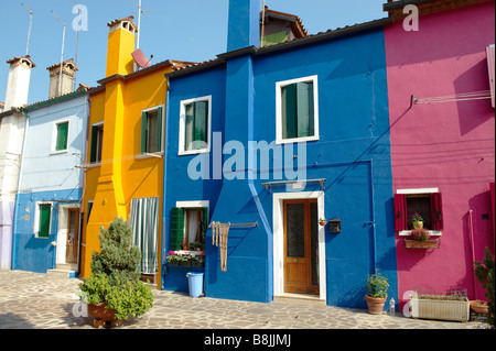 Case colorate, Calle de Squeri, Burano Venezia Italia Foto Stock