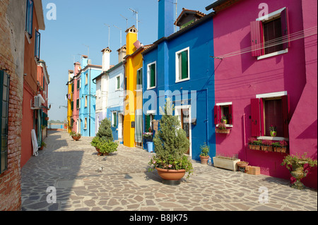 Case colorate, Calle de Squeri, Burano Venezia Italia Foto Stock