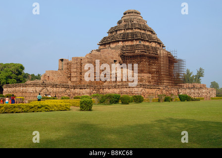 General-View da sud-ovest . Sun Konark Temple, Orissa India. UNESCO - Sito Patrimonio dell'umanità. Foto Stock