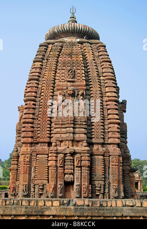 Tempio Muktesvara- shikara principale del deul dal lato orientale. L Orissa, Bhubaneshwar, India. Foto Stock