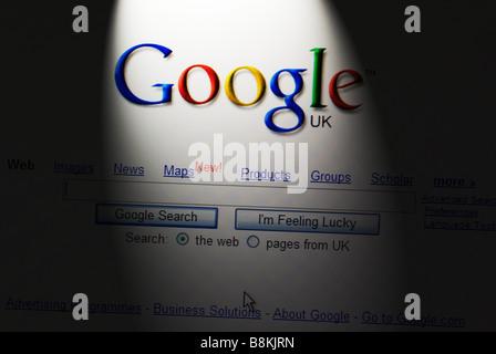 Il motore di ricerca Google screen shot sullo schermo di un computer Foto Stock
