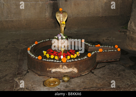 Tempio Siddheshwar- Shiva-lingam nel sacrario principale del tempio di culto. L Orissa, Bhubaneshwar, India. Foto Stock