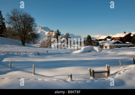 Vista dei Dents du Midi da Chesieres, Svizzera Foto Stock