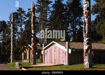 Haida Heritage Center a Kaay Llnagaay, Skidegate, Graham Island, Haida Gwaii (Queen Charlotte Islands) British Columbia, Canada Foto Stock