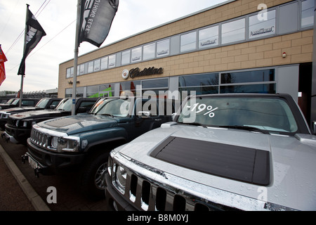 Hummer camion fatta da General Motors vengono visti da un concessionario molto in Amburgo, Germania Foto Stock