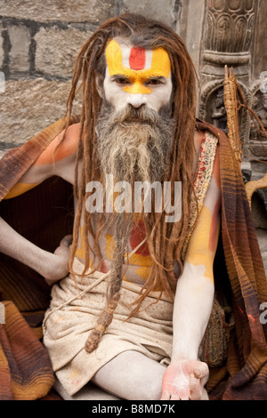 Naga sadhu nel tempio di Pashupatinath, Kathmandu, Nepal Foto Stock