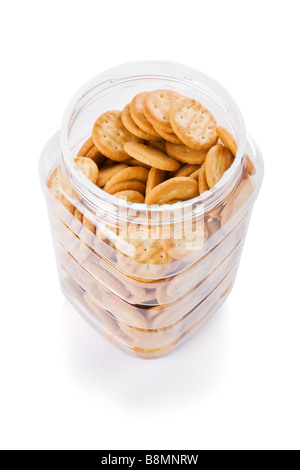 Vaso di piccolo antipasto cracker isolato su bianco Foto Stock