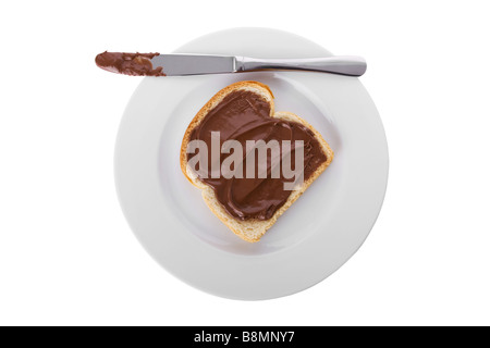 Nocciola e Cioccolato da spalmare su una fetta di pane Foto Stock