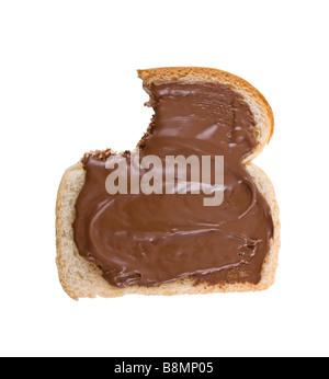 Nocciola e Cioccolato da spalmare su una fetta di pane Foto Stock