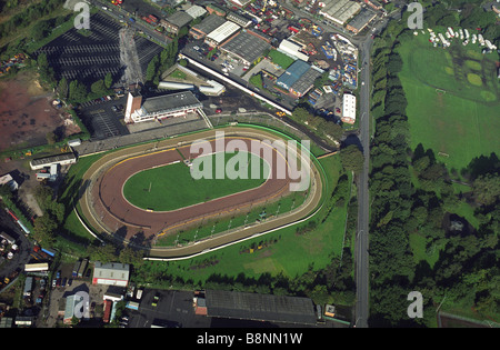 Vista aerea di Monmore Green dog racing via e lupi Speeday circuito in Inghilterra Wolverhampton Regno Unito Foto Stock