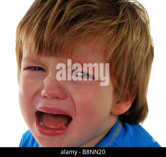 Gridando bambino, ragazzo di pianto, lacrime Foto Stock