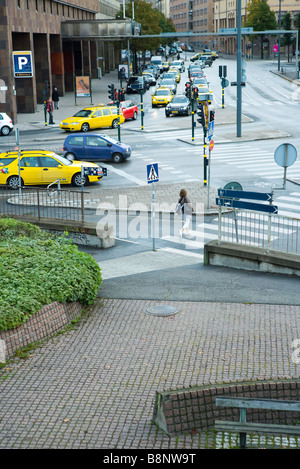 La Svezia, Stoccolma, incrocio occupato Foto Stock