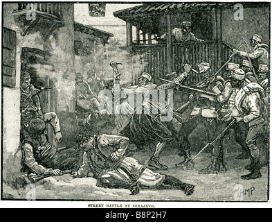 Street battaglia di serajevo 1878 Bosnia Erzegovina Foto Stock