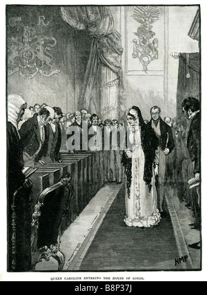 La regina Carolina immettendo la House of Lords Brunswick-Wolfenbüttel Amelia Elizabeth Foto Stock