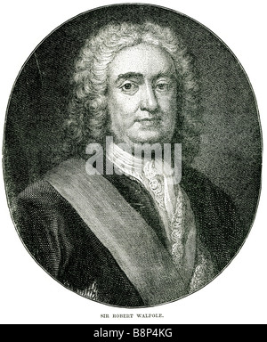 Sir Robert Walpole 1° Conte di Orford 26 Agosto 1676 - 18 Marzo 1745 il Primo Ministro statista inglese Foto Stock