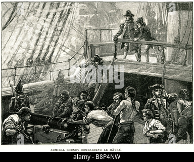 Ammiraglio George Brydges Rodney bombardando le havre British naval officer commander-in-chief Terranova Foto Stock