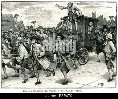 Mob rilasciando mr documento Wilkes prigione 17 Ottobre 1725 - 26 dicembre 1797 radicale inglese giornalista politico Foto Stock