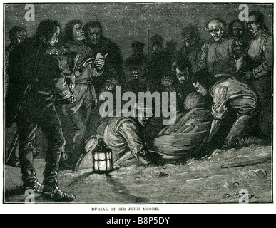 La sepoltura di sir John Moore 1808 sepolto avvolto mantello militare forze britanniche della penisola iberica Foto Stock