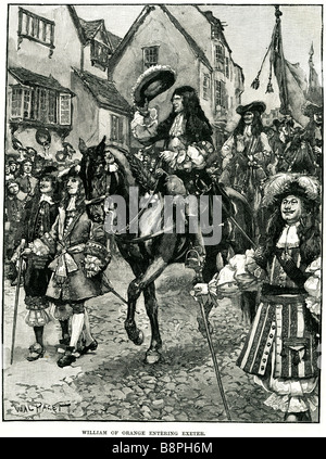 Guglielmo d Orange entrando in Exeter William III (14 novembre 1650 - 8 Marzo 1702) era un principe di Orange dalla nascita. Da 1672 a Foto Stock