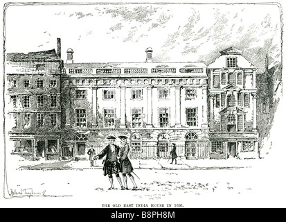 Il vecchio east india house nel 1630 strada acciottolata periodo georgan vestire i pedoni pedonale Manor House East India Comp Foto Stock