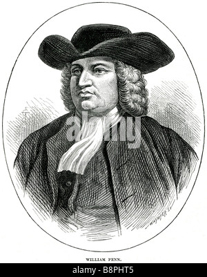 William Penn (Ottobre 14, 1644 - Luglio 30, 1718), è stato il fondatore e titolare assoluto' della provincia di Pennsylvania, Engli Foto Stock