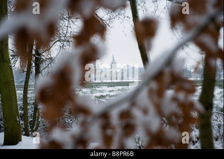 In Christchurch prato verso lo skyline di Oxford e la Chiesa Universitaria Foto Stock