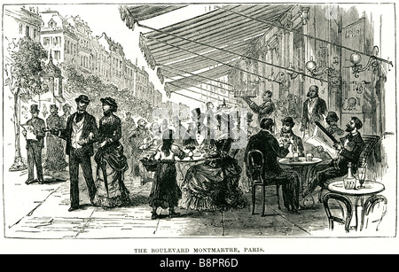 Boulevard Montmartre Parigi 1870 francia - francese cafe shop torta di tè Foto Stock