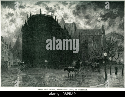 Enrico VII cappella Westminster Abbey moonlight lo stile gotico perpendicolare Sir Reginald Bray Foto Stock