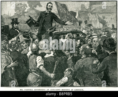 Signor Charles Stewart Parnell anti indirizzamento affittare sale riunioni limerick 1879 Protestante Irlandese proprietario terriero nazionalista leader politici Foto Stock